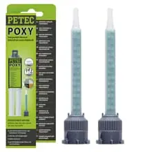 Kracherpreis 1x PETEC POXY 24ML 2K 2 KOMPONENTEN-KLEBSTOFF KLEBER TRANSPARENT + 2x MISCHROHR