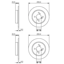 Letzte Chance 2X BOSCH BREMSSCHEIBEN Ø259,2mm HINTEN PASSEND FÜR