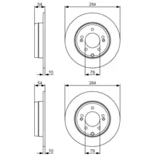 2X BOSCH BREMSSCHEIBEN Ø284mm HINTEN PASSEND FÜR HYUNDAI GRANDEUR IX35 SONATA Online Kaufen